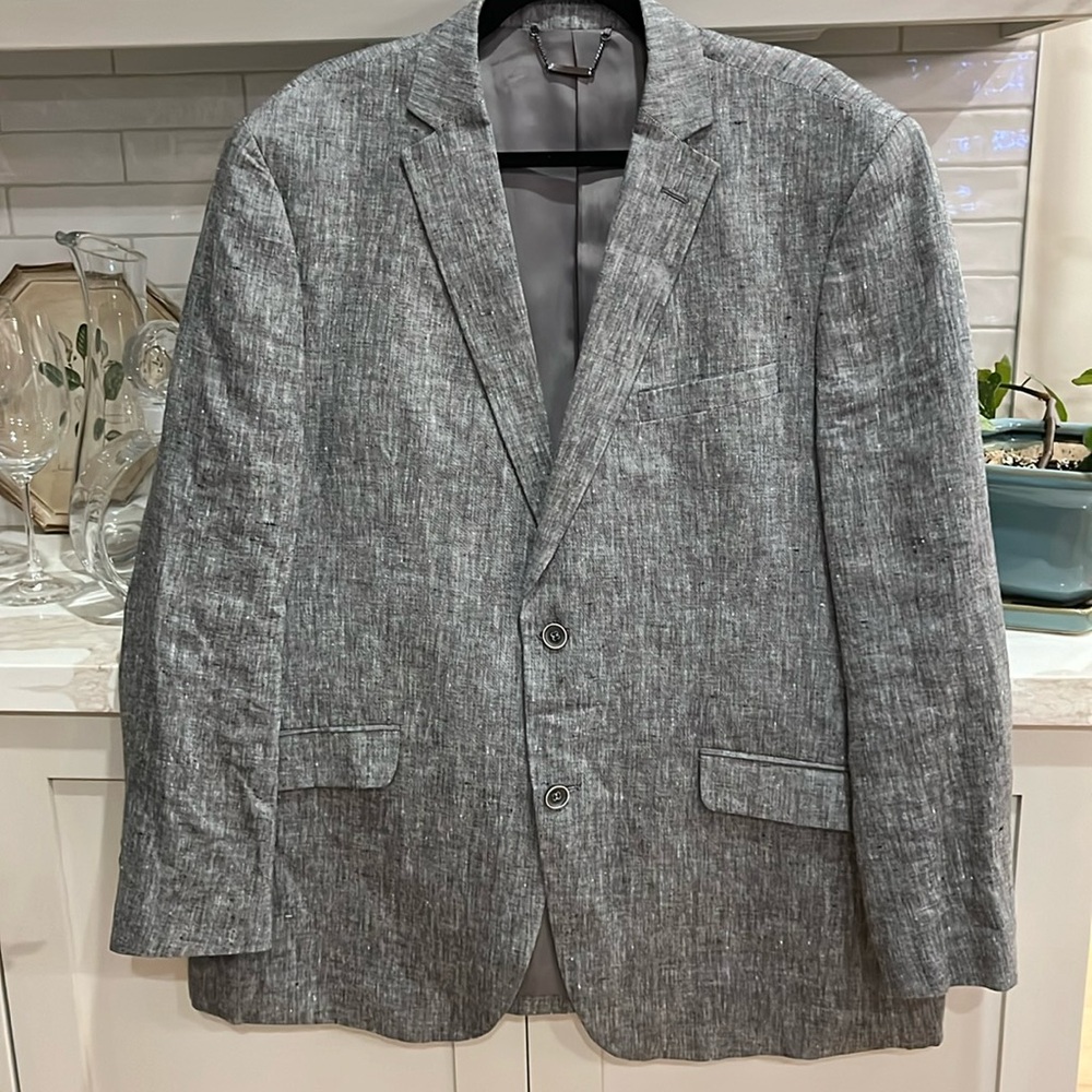 VGUC Leif Horsens of Denmark navy and white heathered weave linen lined jacket